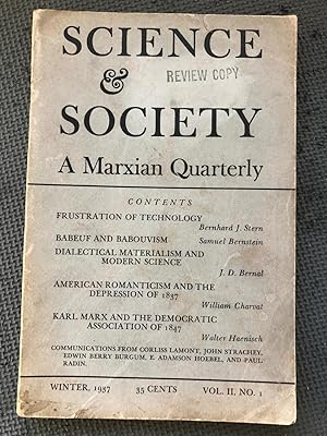 Science and Society; A Marxian Quarterly, Vol. II, no. 1, Winter 1937