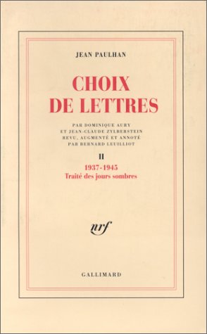 Image du vendeur pour Choix de lettres tome 2 : 1937-1945 trait des jours sombres mis en vente par librairie philippe arnaiz