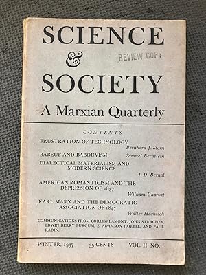 Science and Society; A Marxian Quarterly, Vol. II, no. 1, Winter 1937