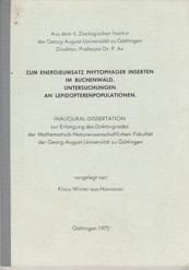 Zum Energieumsatz phytophager Insekten im Buchenwald. Untersuchungen an Lepidopterenpopulationen ...