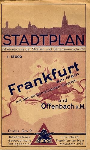 Stadtplan von Frankfurt am Main und Offenbach 1939 mit Verzeichnis der Straßen und Sehenswürdigke...