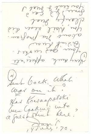 Autograph note signed "David" addressed to Yuri Krasnapolsky, assistant conductor of the New York...