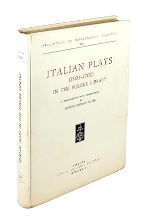 Image du vendeur pour Italian Plays (1500-1700) in the Folger Library [Biblioteca Di Bibliografia Italiana LII] mis en vente par Capitol Hill Books, ABAA