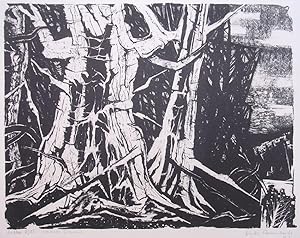 Erich Rockenbach 1967, Sterbende Bäume, Litho 8/25, signiert