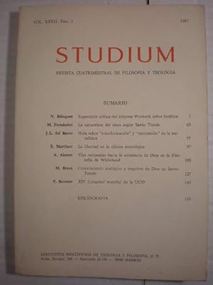 Image du vendeur pour Studium. Vol. XXVII. Fasc. 1 - 1987 mis en vente par Librera Antonio Azorn