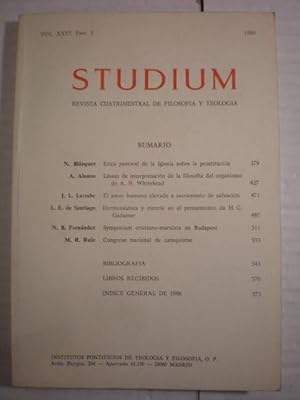 Seller image for Studium. Vol. XXVI. Fasc. 3 - 1986 for sale by Librera Antonio Azorn