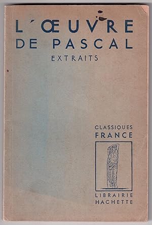 Imagen del vendedor de L'oeuvre de Pascal - Extraits a la venta por LibrairieLaLettre2