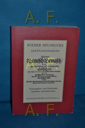 Bild des Verkufers fr Wiener Neudrucke, Ankndigungsband (Wiener Neudrucke) zum Verkauf von Antiquarische Fundgrube e.U.
