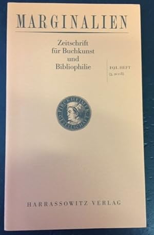 Bild des Verkufers fr Marginalien. 191. Heft (3, 2008). Zeitschrift fr Buchkunst und Bibliophilie. Herausgegeben von der Pirckheimer-Gesellschaft im Harrassowitz Verlag Wiesbaden., zum Verkauf von Bhrnheims Literatursalon GmbH