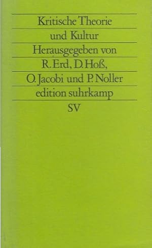 Bild des Verkufers fr Kritische Theorie und Kultur edition suhrkamp, NF 1557 zum Verkauf von Licus Media