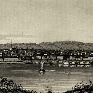 Cincinnati Ohio early charming city view from river c.1862 Wellstood old view