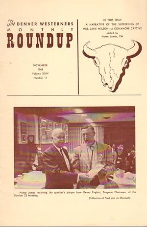 Seller image for The Denver Westerners' Monthly Roundup: November 1968, Vol 24, No. 11 for sale by Clausen Books, RMABA