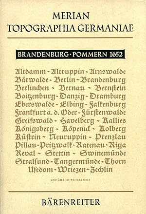 Bild des Verkufers fr M Z [Martin Zeiller] Merian Brandenburg Pommern 1652 [Rckentitel]. Topographia Electoratus Brandenburgici et Ducatus Pomeraniae. etc., das ist die Beschreibung der Vornembsten und bekantisten Sttte und Pltz in dem hochlblichsten Churfrstenthum und March Brandenburg; und dem Hertzogtum Pommeren Darin enthalten: zusampt einem doppelten Anhang, I Vom Lande Preuen unnd Pomerellen, 2. Von Lifflande unndt selbige berffenisten Orten. Mit einem Nachwort herausgegeben von Lucas Heinrich Wthrich. Reprint der Erstausgabe von 1652. zum Verkauf von Antiquariat & Buchhandlung Rose