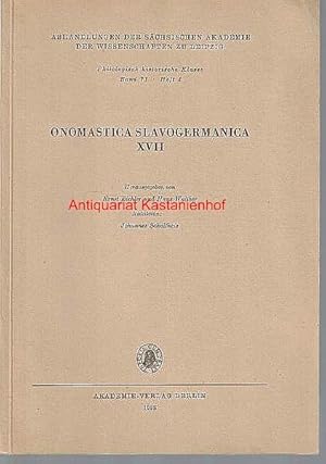 Bild des Verkufers fr Onomastica Slavogermanica XVII (17), zum Verkauf von Antiquariat Kastanienhof