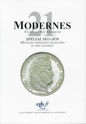 Seller image for Vente  prix marqus. CGB. 21 Modernes. Monnaies modernes franaises et des colonies for sale by Librairie Archaion