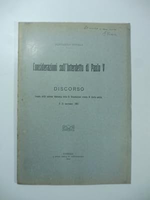 Considerazioni sull'interdetto di Paolo V. Discorso