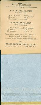 Keller-Dorian Paper Company Cover Papers: K. D. Metallics. Paper Sample Booklet.