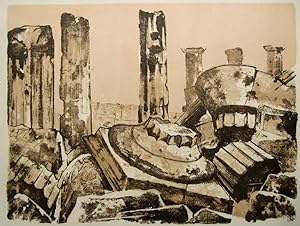 Erich Rockenbach, Syrakus, antike Ruinen, Lithographie
