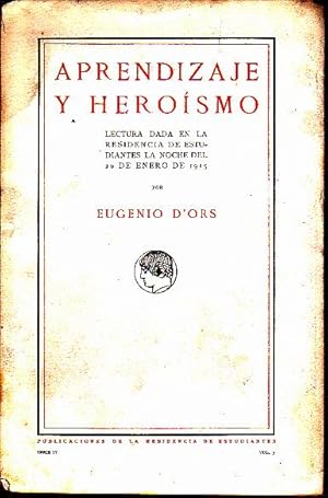 Imagen del vendedor de APRENDIZAJE Y HEROISMO. a la venta por Books Never Die