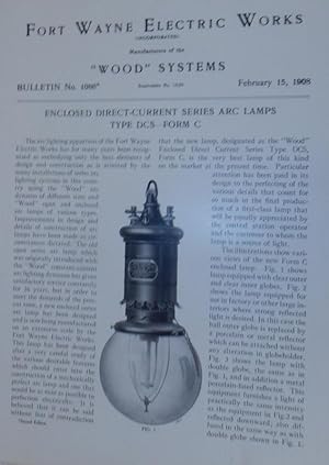 Wood Systems. Bulletin No.1086. Enclosed Direct-Current Series Arc Lamps Type DCS-Form C February...