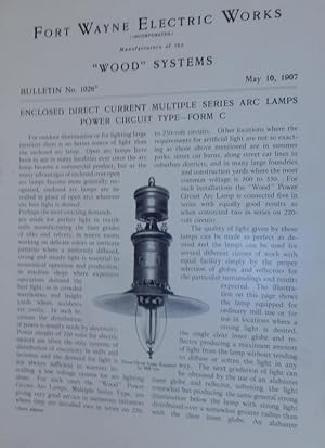 Wood Systems. Bulletin No.1028 - Enclosed Direct Current Multiple Series Arc Lamps Power Circuit ...