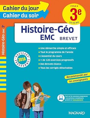 cahier du jour / cahier du soir : histoire-géographie, EMC ; brevet ; cycle 4 ; 3ème ; 14-15 ans ...