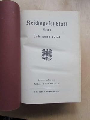 Bild des Verkufers fr Reichsgesetzblatt Teil I - Jahrgang 1934 zum Verkauf von Bookstore-Online