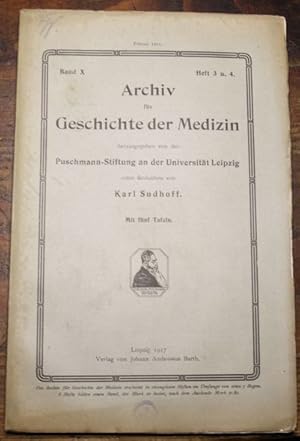 Bild des Verkufers fr Archiv fr Geschichte der Medizin Mit fnf Tafeln Band X. Heft 3. u. 4. zum Verkauf von Antiquariat im OPUS, Silvia Morch-Israel