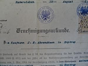 2 Urkunden für die Familie Ahren(d)tsen aus den Jahren 1890 und 1906. Jeweils mit Stempeln u. Wer...