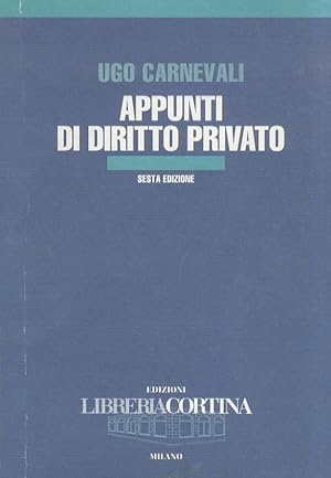 Bild des Verkufers fr Appunti di diritto privato. Sesta edizione. zum Verkauf von Libreria Oreste Gozzini snc