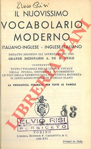 Bild des Verkufers fr Il nuovissimo vocabolario moderno italiano-inglese - Inglese-italiano. zum Verkauf von Libreria Piani