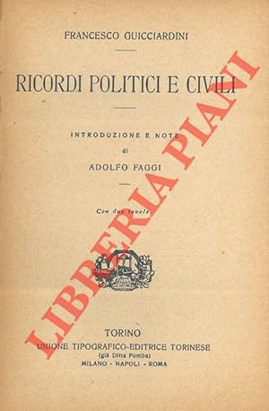 Bild des Verkufers fr Ricordi politici e civili. zum Verkauf von Libreria Piani