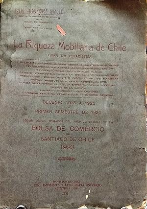 La riqueza mobiliaria de Chile. Obra de Estadística. Cecenio 1913-1922 y Primer Semestre de 1923....