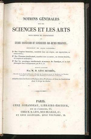 Bild des Verkufers fr Notions generales sur les sciences et les arts zum Verkauf von Sergio Trippini