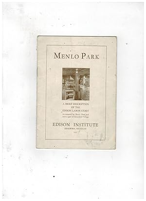 Seller image for MENLO PARK: A BRIEF DESCRIPTION OF THE EDISON LABORATORY for sale by Jim Hodgson Books
