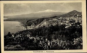 Bild des Verkufers fr Ansichtskarte / Postkarte Taormina Sicilia, Panorama, Kakteen zum Verkauf von akpool GmbH