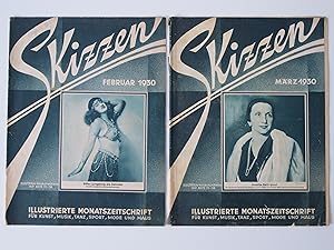 Skizzen. Illustrierte Monatszeitschrift für Kunst, Musik, Tanz, Sport, Mode und Haus. 2 Hefte: Fe...