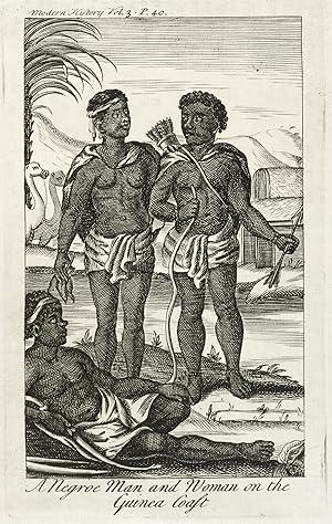 Trachten. - Afrika. - Guinea. - Einheimische Schwarzafrikaner. - Salmon. - "A Negroe Man and Woma...