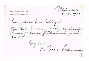 Imagen del vendedor de Eigenh. Briefkarte mit Unterschrift. a la venta por Kotte Autographs GmbH