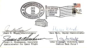 POSTAL COVER SIGNED BY BEGGS, MARK, ABRAHAMSON, AND HODGE