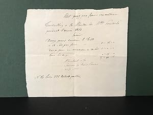 Unidentified Untranslated Handwritten Letter (or document/receipt?) in French. Dated 1812. SINGLE...