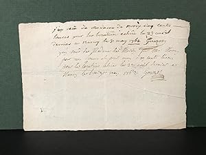Unidentified Untranslated Handwritten Letter (or document/contract?) in French. Dated 1763. SINGL...