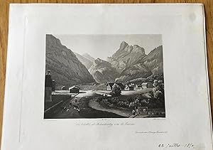 Gravure en aquatinte, Suisse : La Vallée de Kandersteg vers la Gemmi