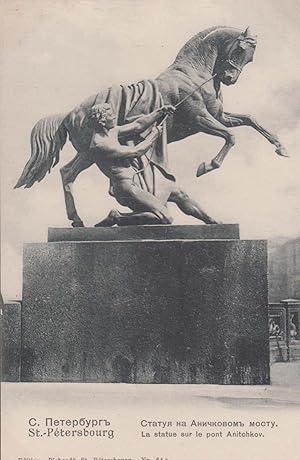 La Statue Sur Le Pont Anitchkov Saint Petersbourg Antique Sculpture Postcard