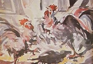 Najib Yunis Angry Hens Birds Iraq Iraqi Artist Painting Postcard