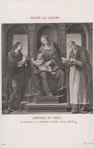 Seller image for Lorenzo Di Credi Virgin Mary & Infant Saints Louvre Gallery Painting Postcard for sale by Postcard Finder