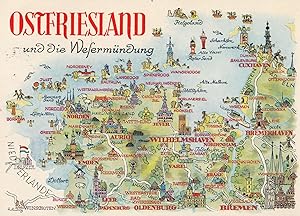 Ostfriesland Die Wefermundung German Map Postcard