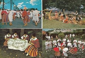 Funchal Madeira Wicker Makers Dancers Folklore Portugal Crafts 4x Postcard