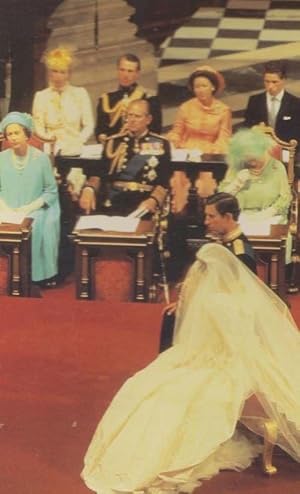 Princess Diana with Prince Charles Standing At Altar Wedding Rare Royal Postcard