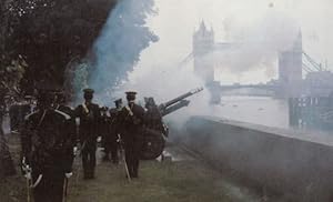 Military Gun Salute at Tower Bridge Royal Postcard